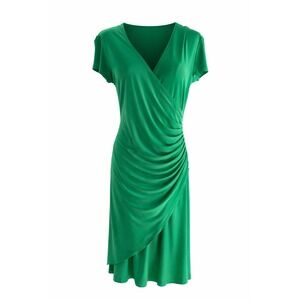 Janine London Paris New York Green Draped Ruched Jersey Dress Vintage Large